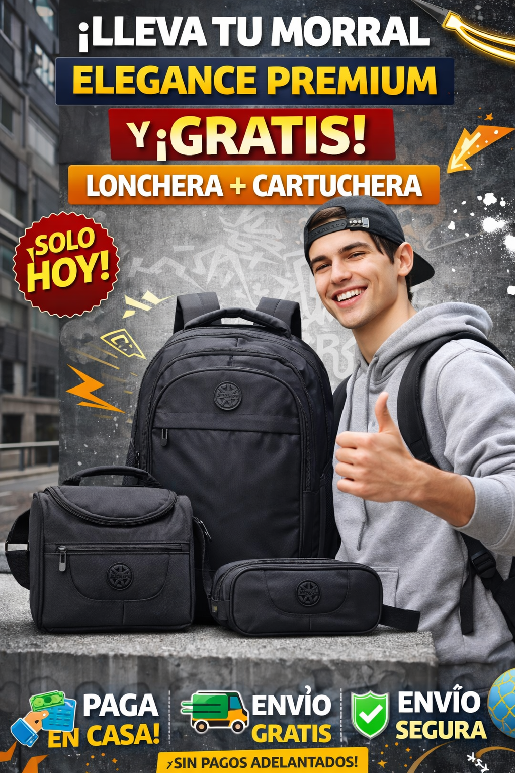 COMBO MORRAL LONCHERA+CARTUCHERA